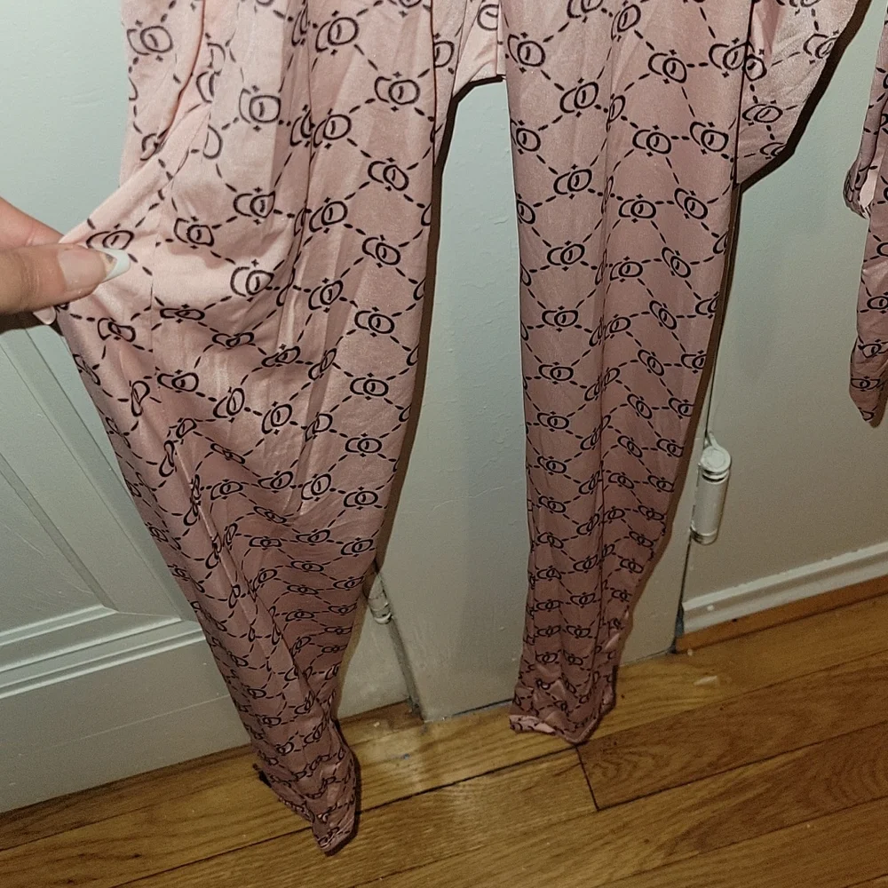 Fashionnova Designer Inspired Printed Pink Skinny Jumpsuit XS - Picture 4 of 7